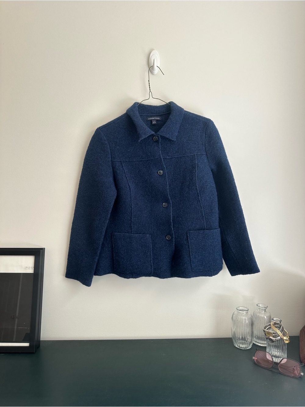 Land’s End Navy Button-Up Wool Jacket
